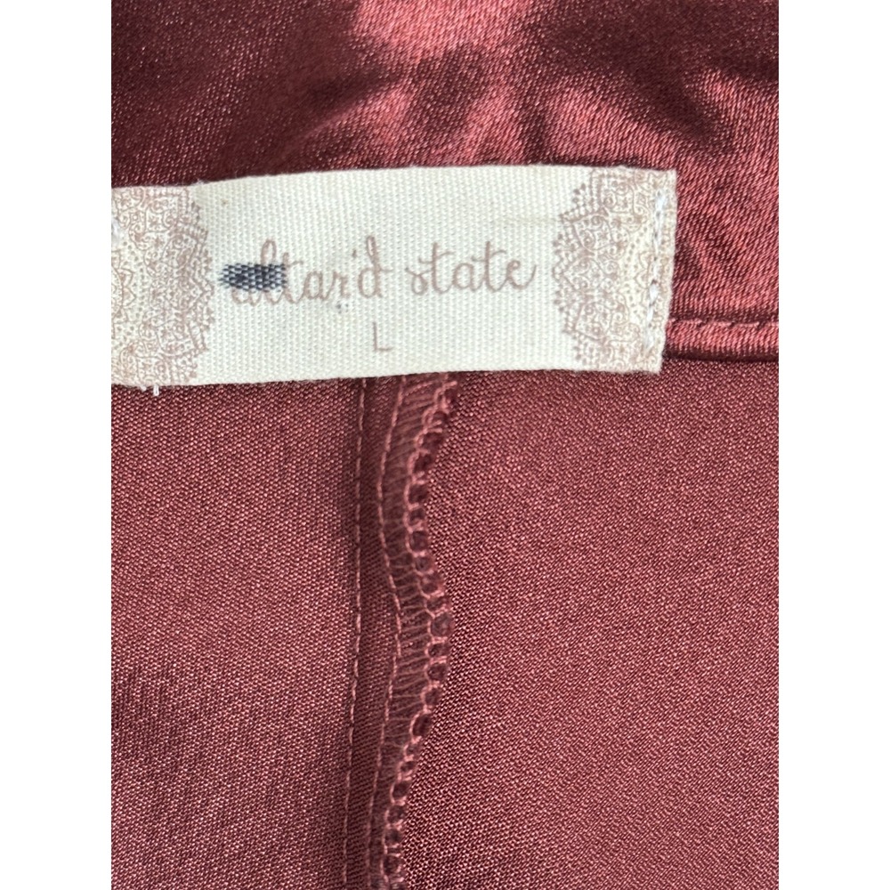 Altar'd State‎ Carlotta Satin Slip Dress Burgundy Wine Midi Spaghetti Strap Sz L - Picture 4 of 7